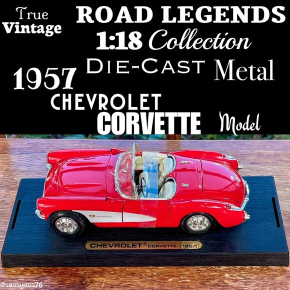 Vintage Other - ▪️VTG▪️ROAD LEGENDS▪️1.18 Coll Die-Cast Metal 1957 Chevrolet CORVETTE Model